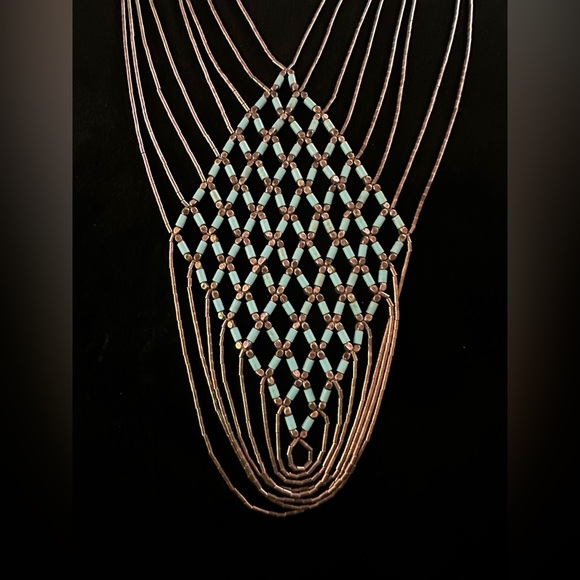 VNTG Sterling Navajo Native American Turquoise Liquid Silver Necklace - Picture 2 of 7